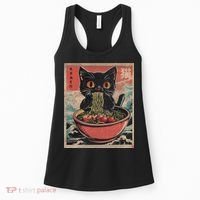 Anime Cat Ramen Noodles Anime Cat Ramen Japanese Funny Graphic Women's Tank Top thumb 0