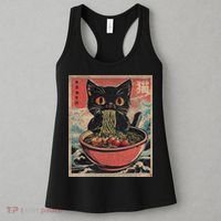 Anime Cat Ramen Noodles Anime Cat Ramen Japanese Funny Graphic Women's Tank Top thumb 3