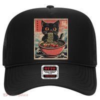 Anime Cat Ramen Noodles Anime Cat Ramen Japanese Funny Graphic Hat thumb 0