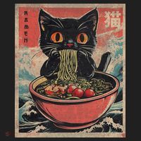 Anime Cat Ramen Noodles Anime Cat Ramen Japanese Funny Graphic Hat thumb 2