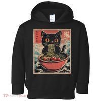 Anime Cat Ramen Noodles Anime Cat Ramen Japanese Funny Graphic Toddler Hoodie thumb 0