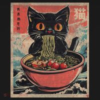 Anime Cat Ramen Noodles Anime Cat Ramen Japanese Funny Graphic Kids Sweatshirt thumb 2