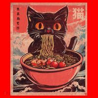 Anime Cat Ramen Noodles Anime Cat Ramen Japanese Funny Graphic Santa Hat thumb 1