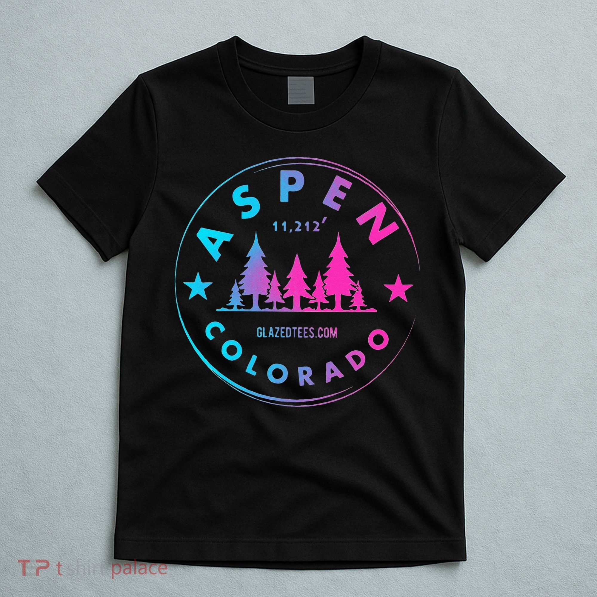 Aspen Colorado Retro Big Mountain Forest T-Shirt