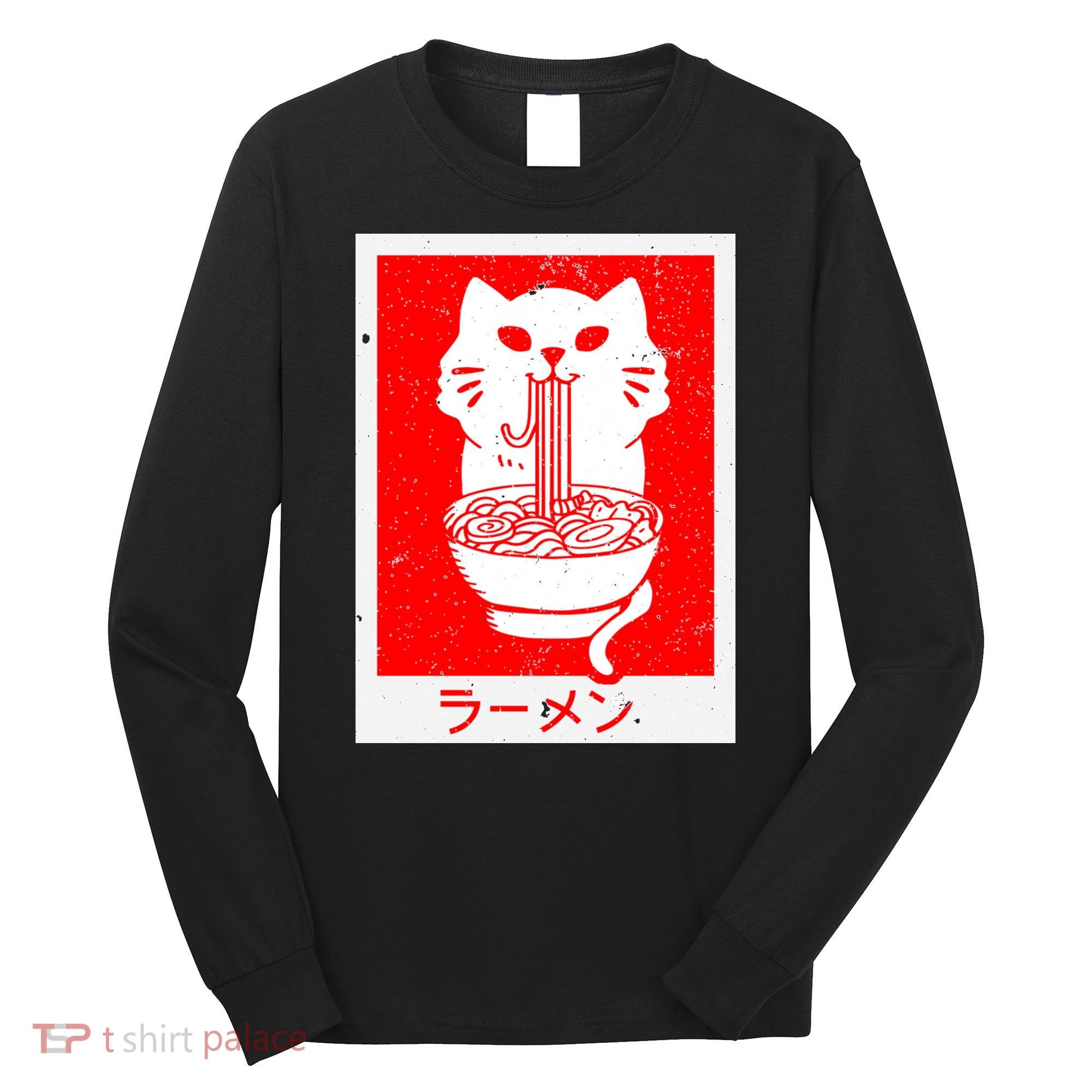 Anime Cat Ramen Kawaii Neko Noodles Long Sleeve Shirt