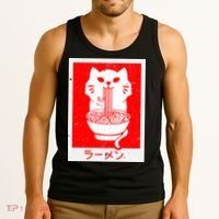 Anime Cat Ramen Kawaii Neko Noodles Tank Top thumb 3