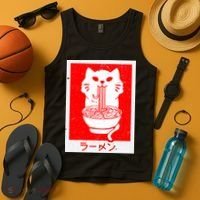 Anime Cat Ramen Kawaii Neko Noodles Tank Top thumb 4