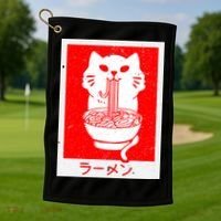 Anime Cat Ramen Kawaii Neko Noodles Golf Towel thumb 1