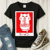 Anime Cat Ramen Kawaii Neko Noodles Women's T-Shirt thumb 3