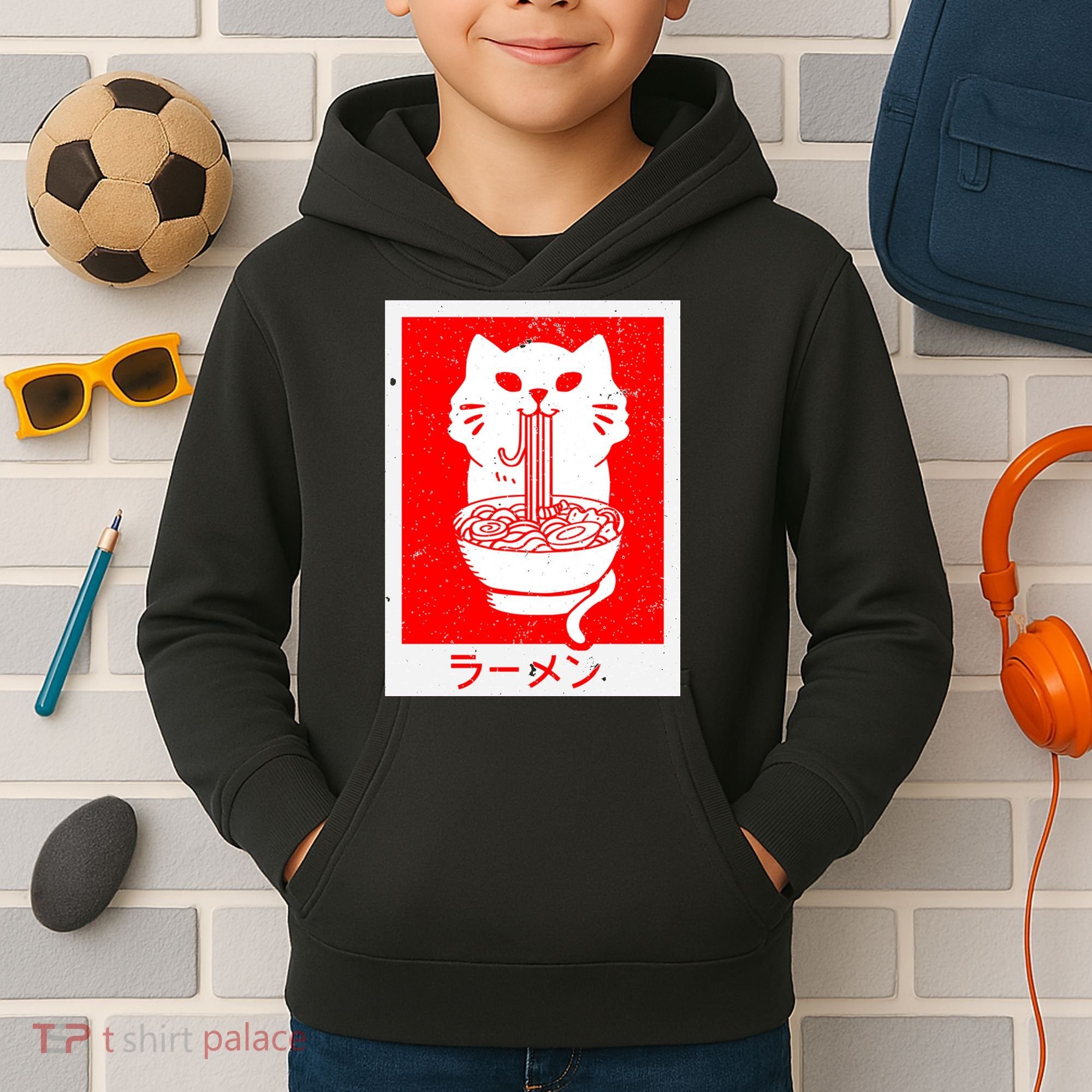 Anime Cat Ramen Kawaii Neko Noodles Kids Hoodie