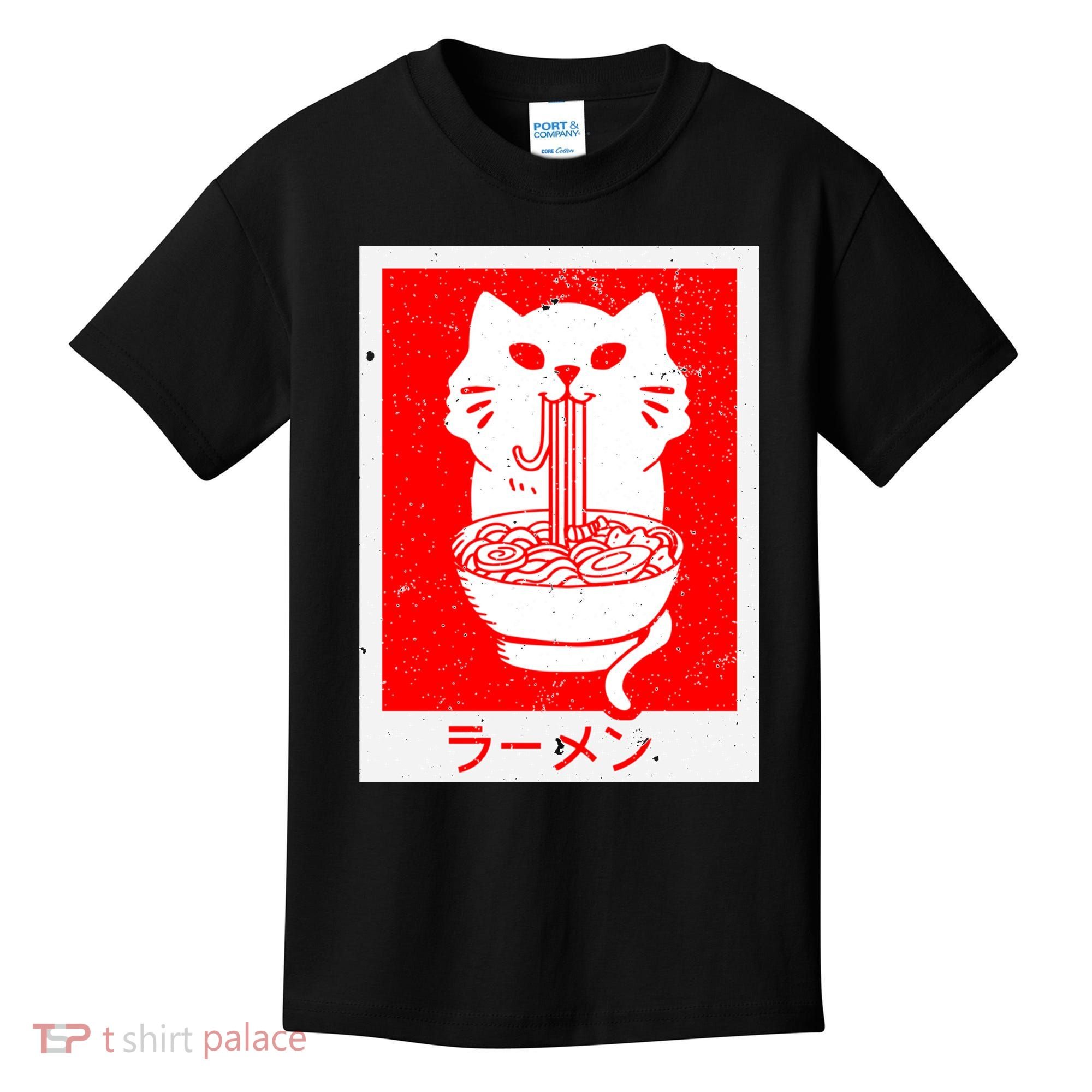 Anime Cat Ramen Kawaii Neko Noodles Kids T-Shirt