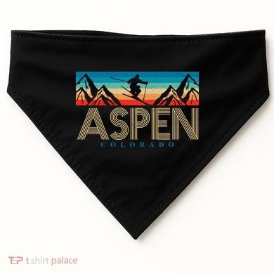 Aspen Colorado Ski Sunset Mountain USA-Made Doggie Bandana