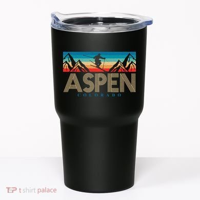 Aspen Colorado Ski Sunset Mountain Tumbler