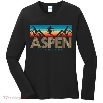 Aspen Colorado Ski Sunset Mountain Women's Long Sleeve Shirt