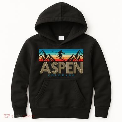 Aspen Colorado Ski Sunset Mountain Kids Hoodie