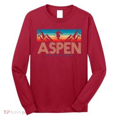 Aspen Colorado Ski Sunset Mountain Long Sleeve Shirt