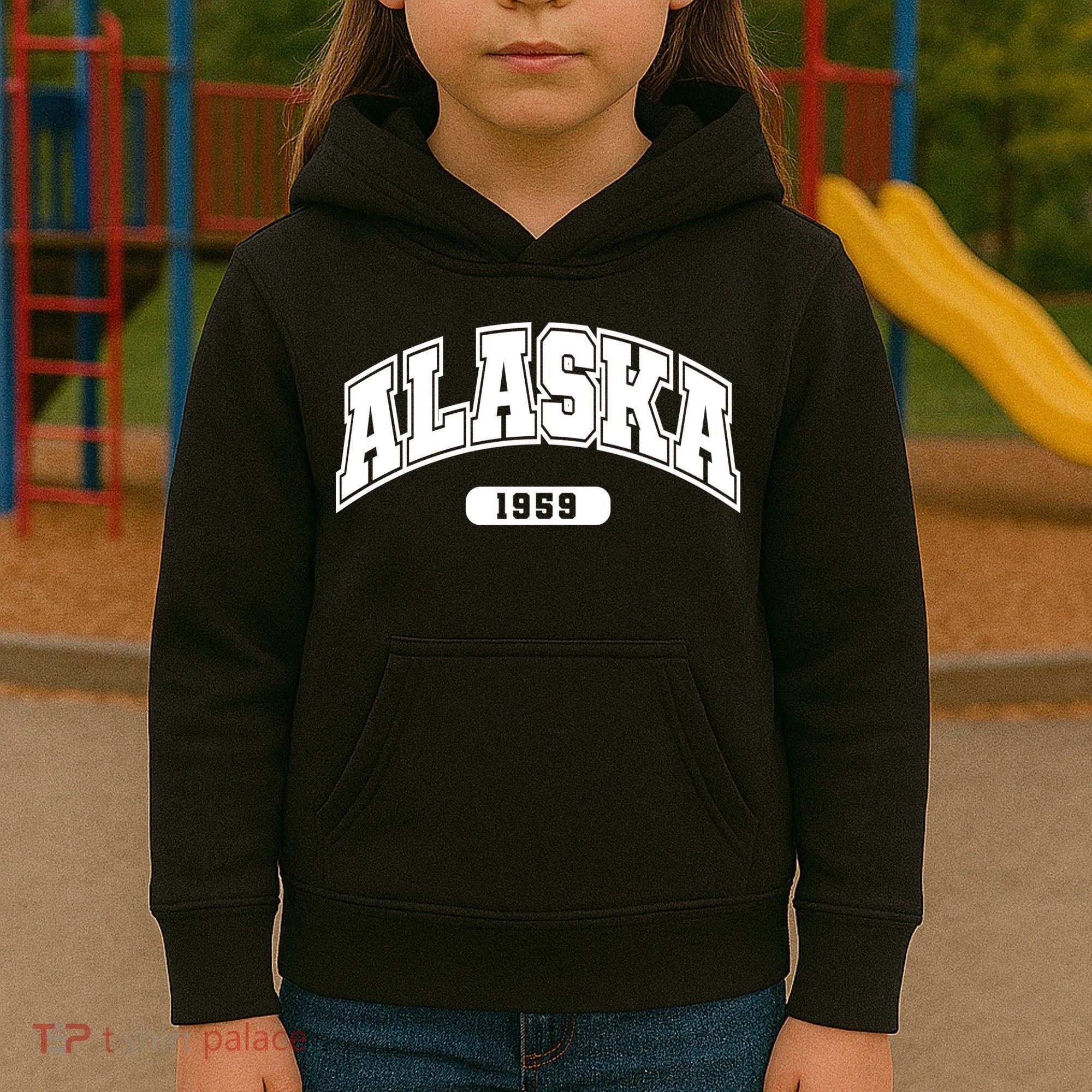 Alaska Collegiate Style 1959 Kids Hoodie