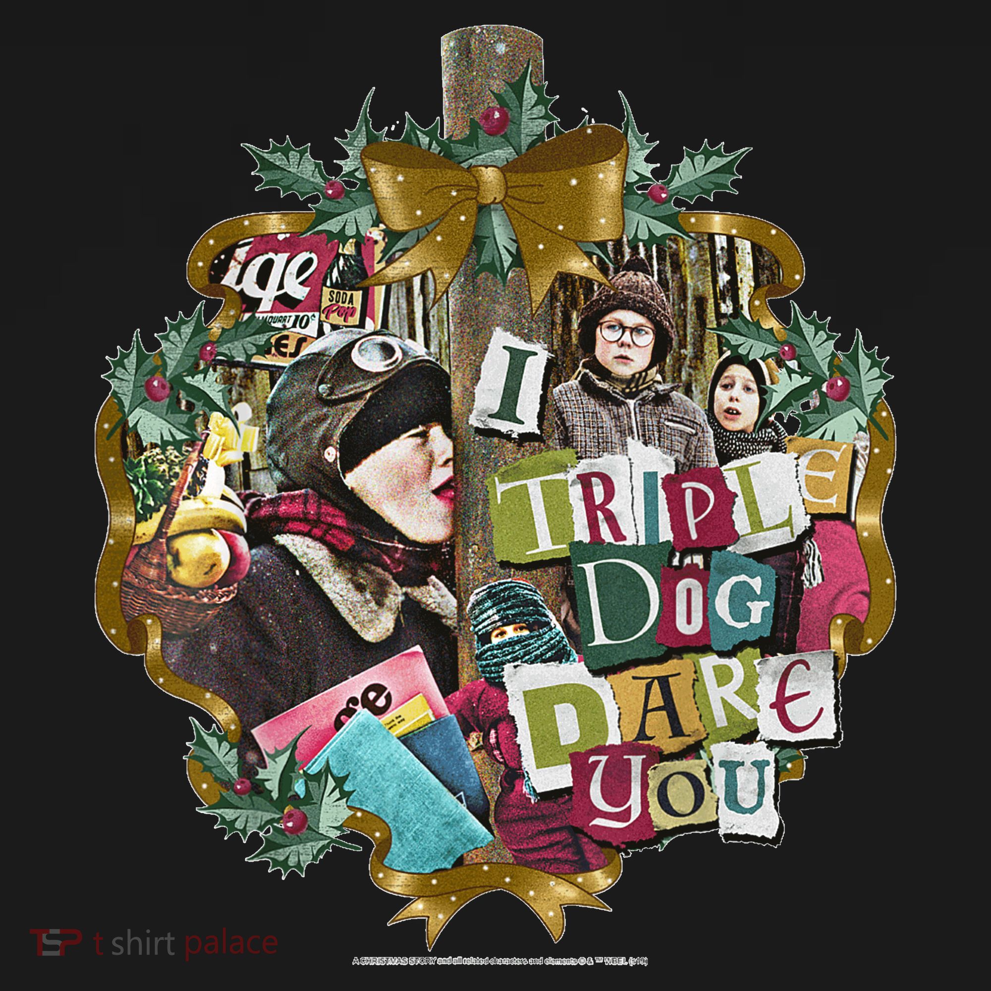 A Christmas Story I Triple Dog Dare You Collage Wreath Sweatshirt