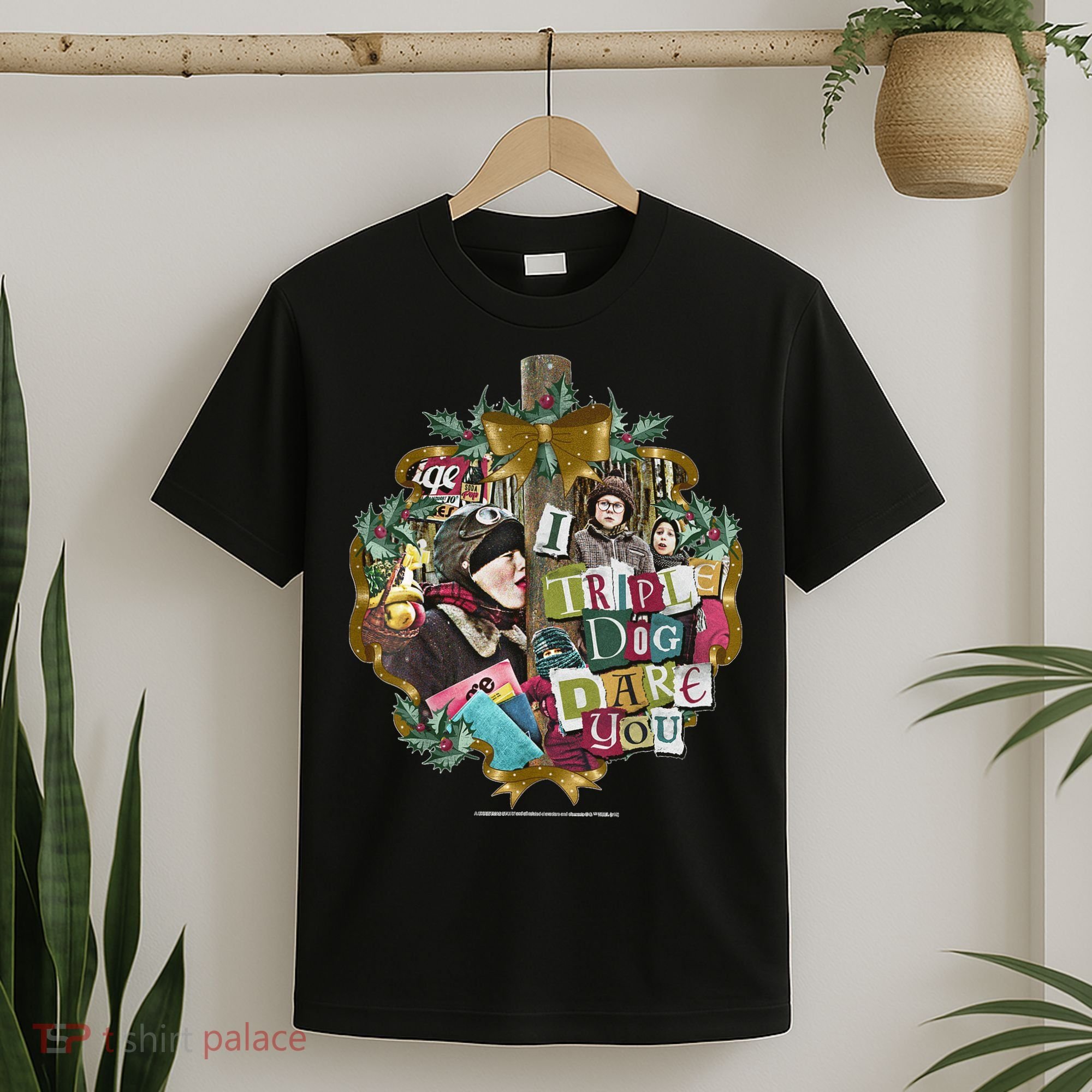 A Christmas Story I Triple Dog Dare You Collage Wreath T-Shirt