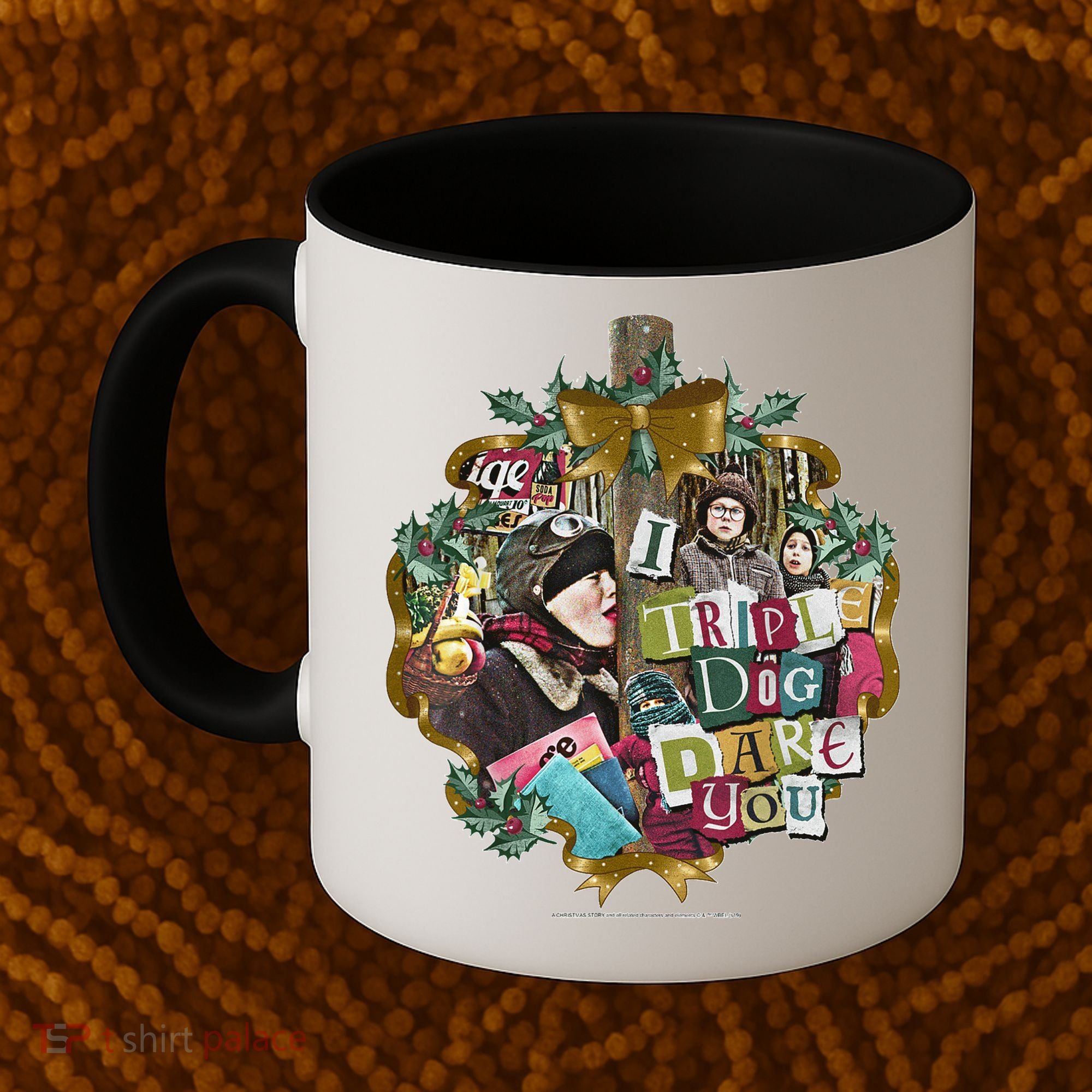 A Christmas Story I Triple Dog Dare You Collage Wreath Coffee Mug