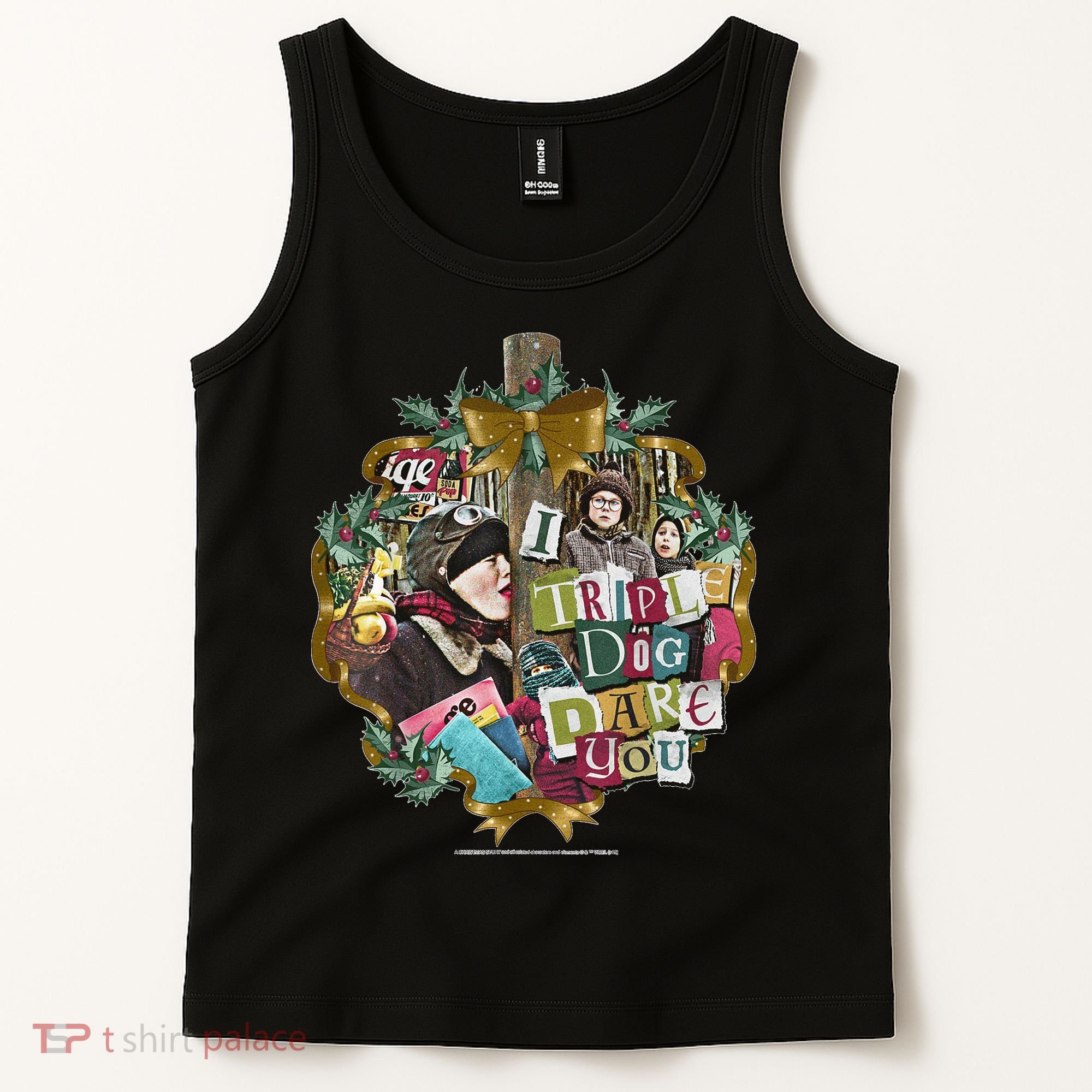 A Christmas Story I Triple Dog Dare You Collage Wreath Tank Top