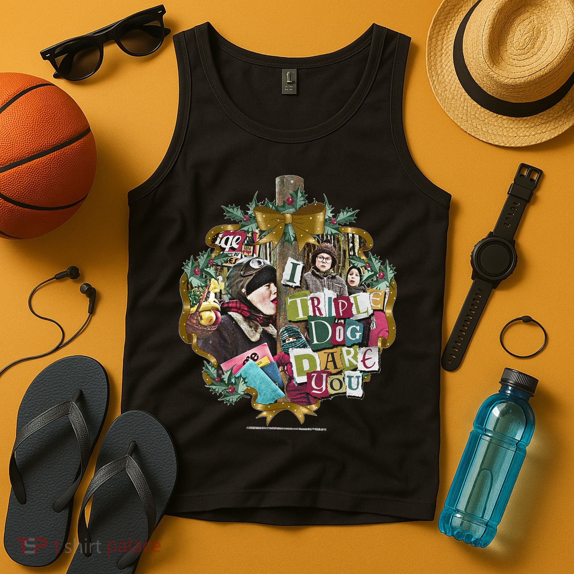 A Christmas Story I Triple Dog Dare You Collage Wreath Tank Top