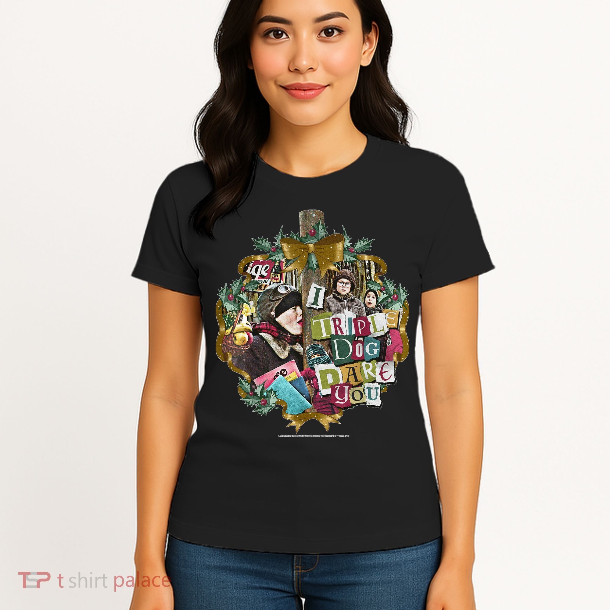 A Christmas Story I Triple Dog Dare You Collage Wreath Women's T-Shirt
