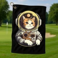 Astronaut Cat Space Helmet Golf Towel thumb 1