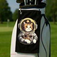 Astronaut Cat Space Helmet Golf Towel thumb 2
