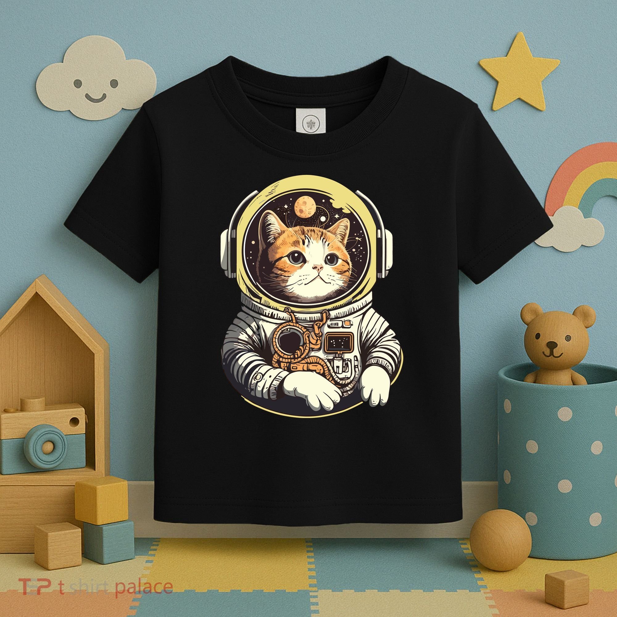 Astronaut Cat Space Helmet Toddler T-Shirt
