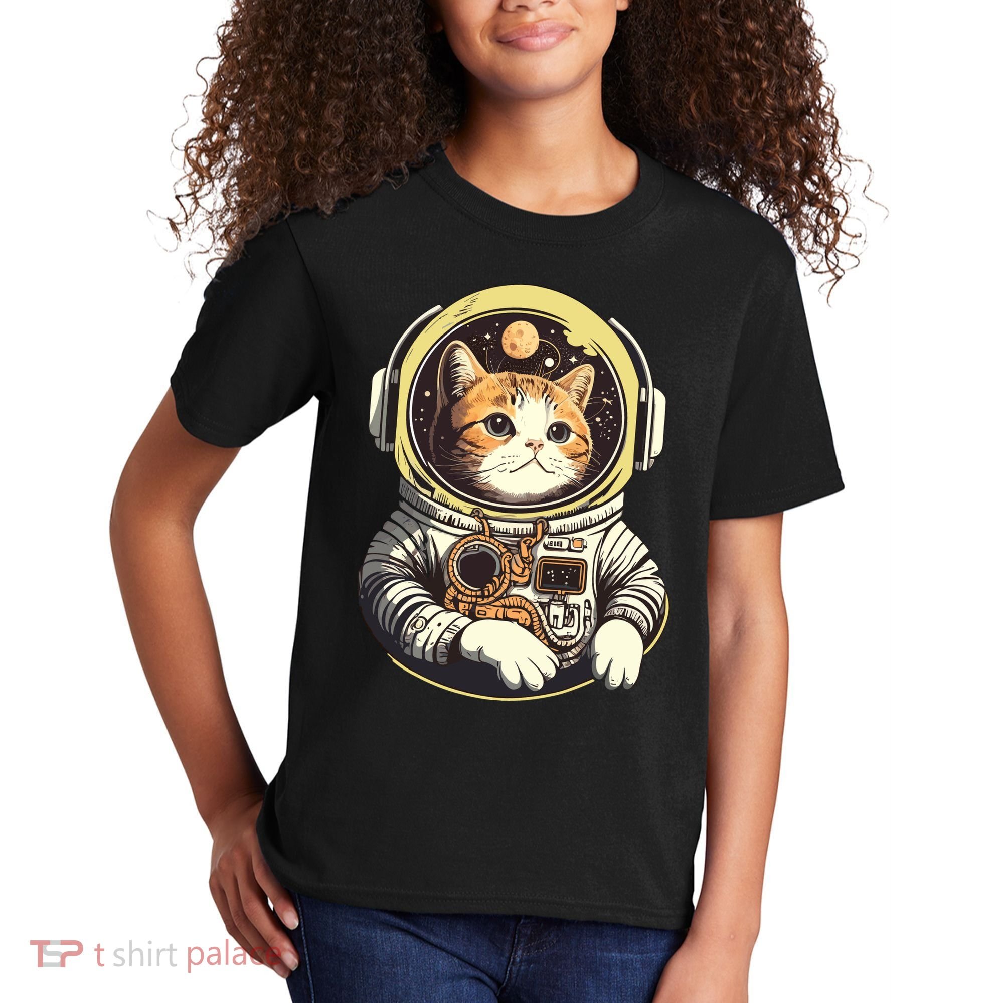 Astronaut Cat Space Helmet Kids T-Shirt