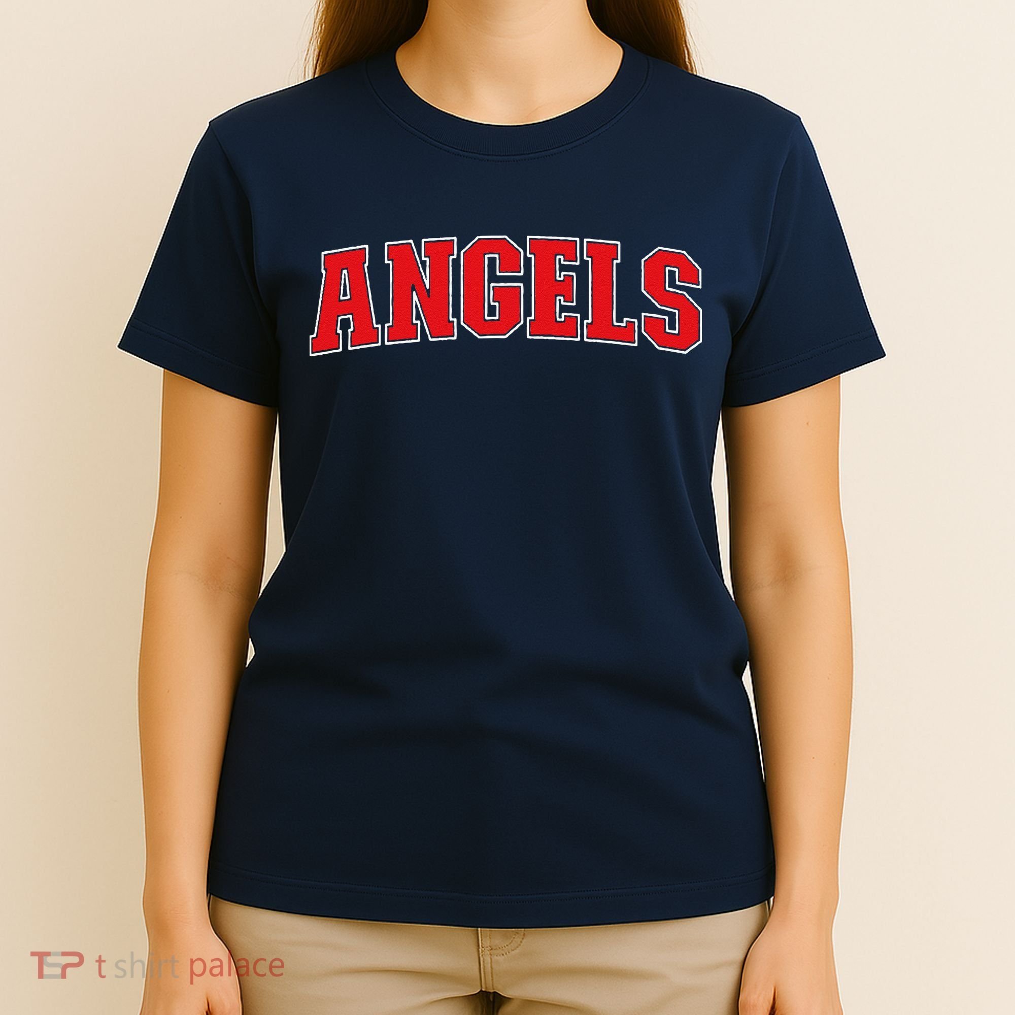 Angels California Souvenir Trip College Style Red Text T-Shirt