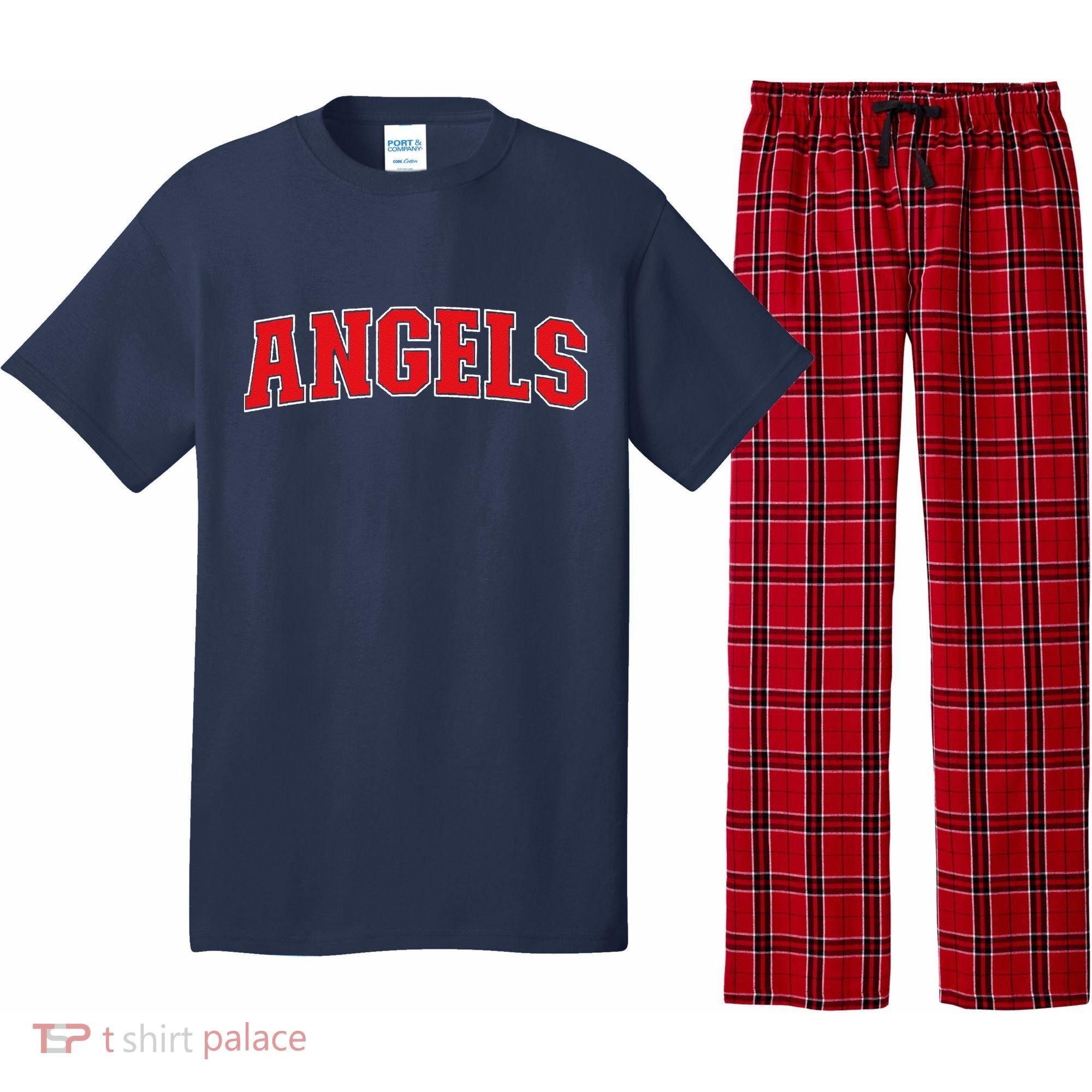 Angels California Souvenir Trip College Style Red Text Pajama Set