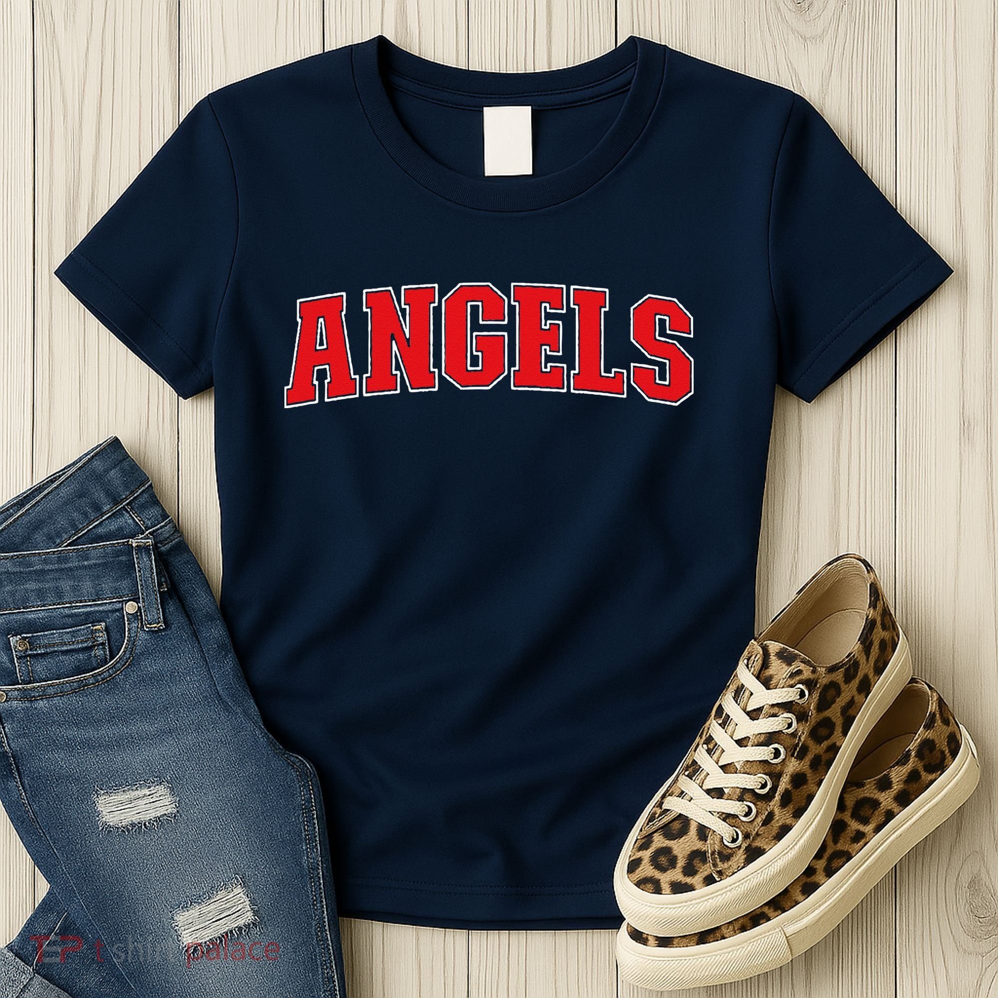 Angels California Souvenir Trip College Style Red Text Women's T-Shirt
