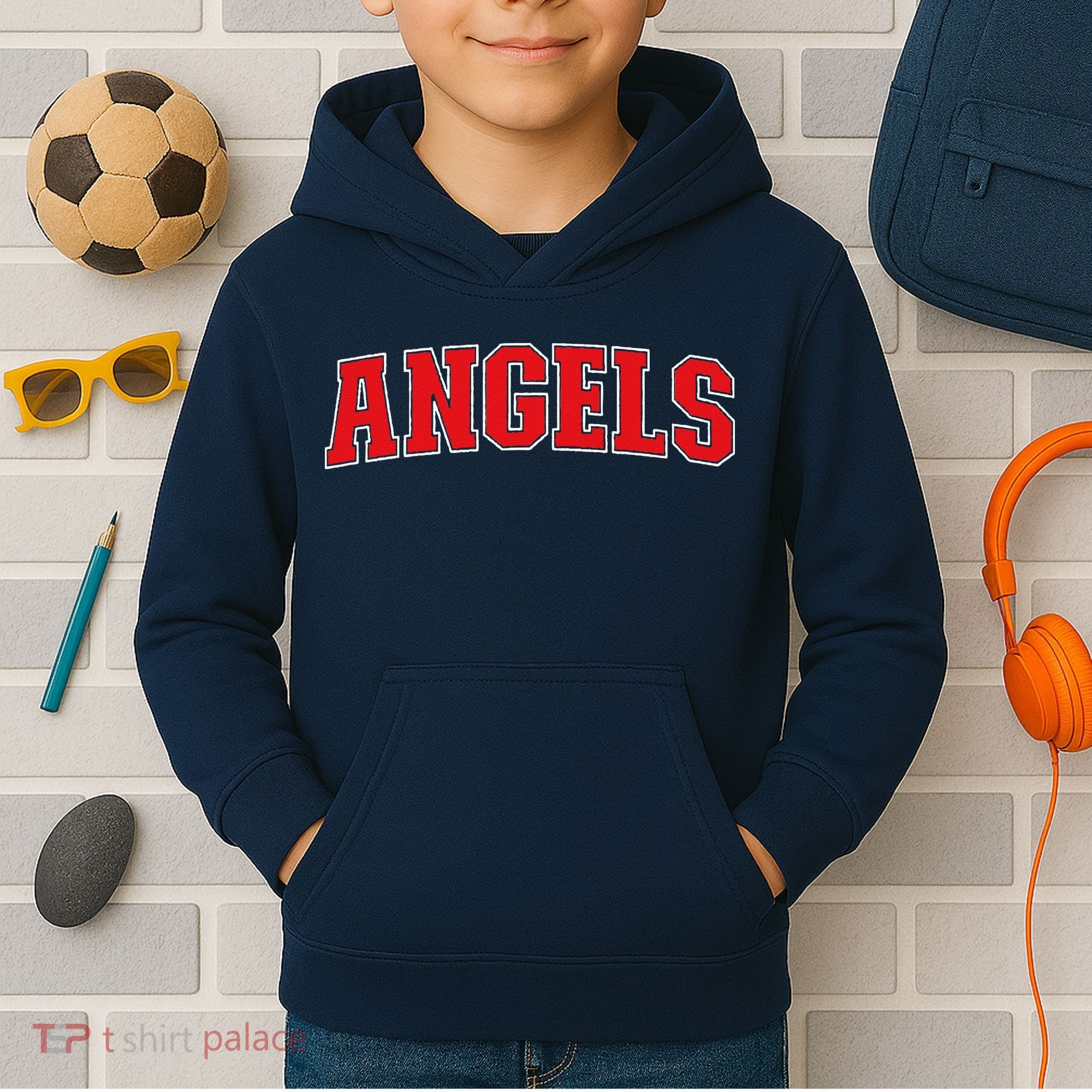 Angels California Souvenir Trip College Style Red Text Kids Hoodie
