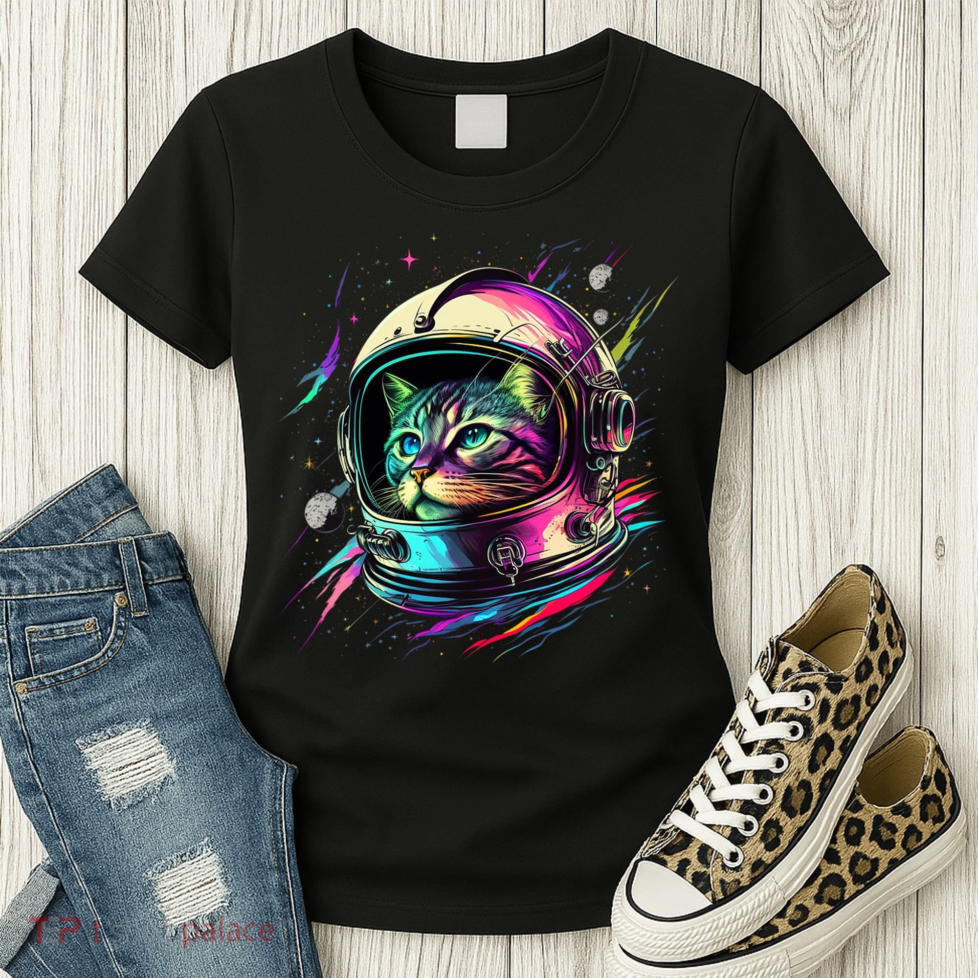 Astronaut Cat Space Cat Galaxy Kitten Women's T-Shirt