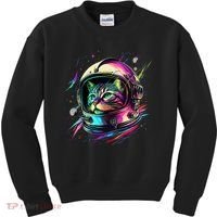 Astronaut Cat Space Cat Galaxy Kitten Kids Sweatshirt thumb 0