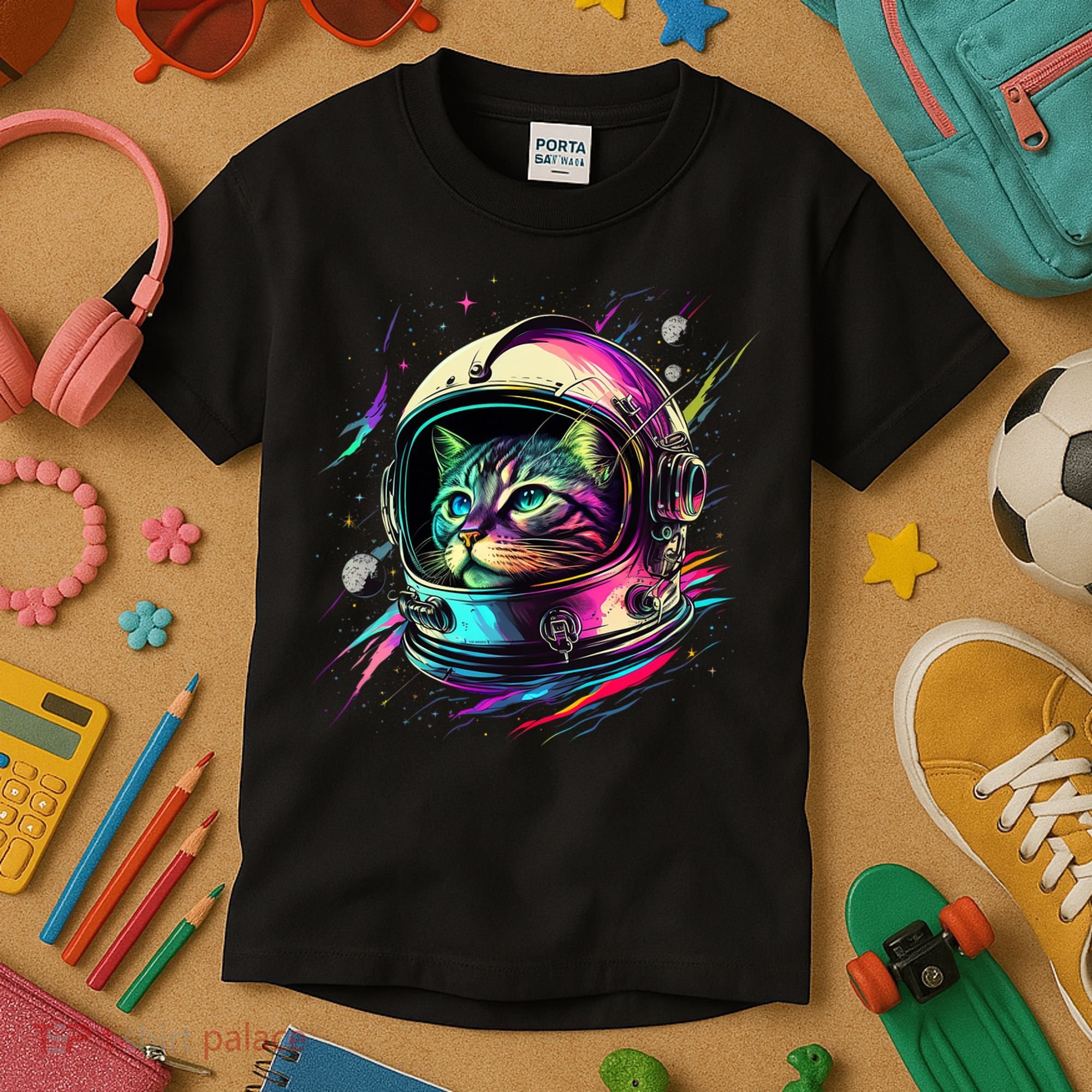 Astronaut Cat Space Cat Galaxy Kitten Kids T-Shirt