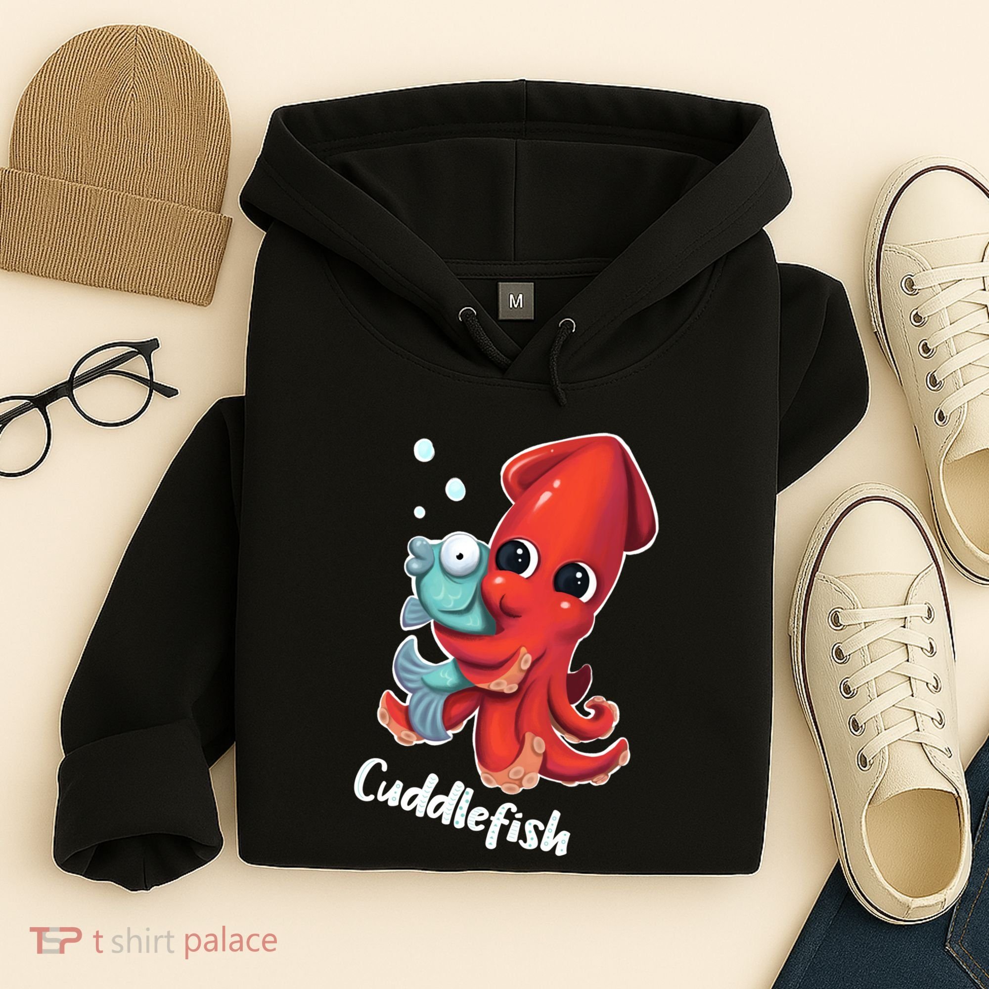 Adorable Cuddlefish Sea Life Illustration Cuttlefish Squid Hoodie