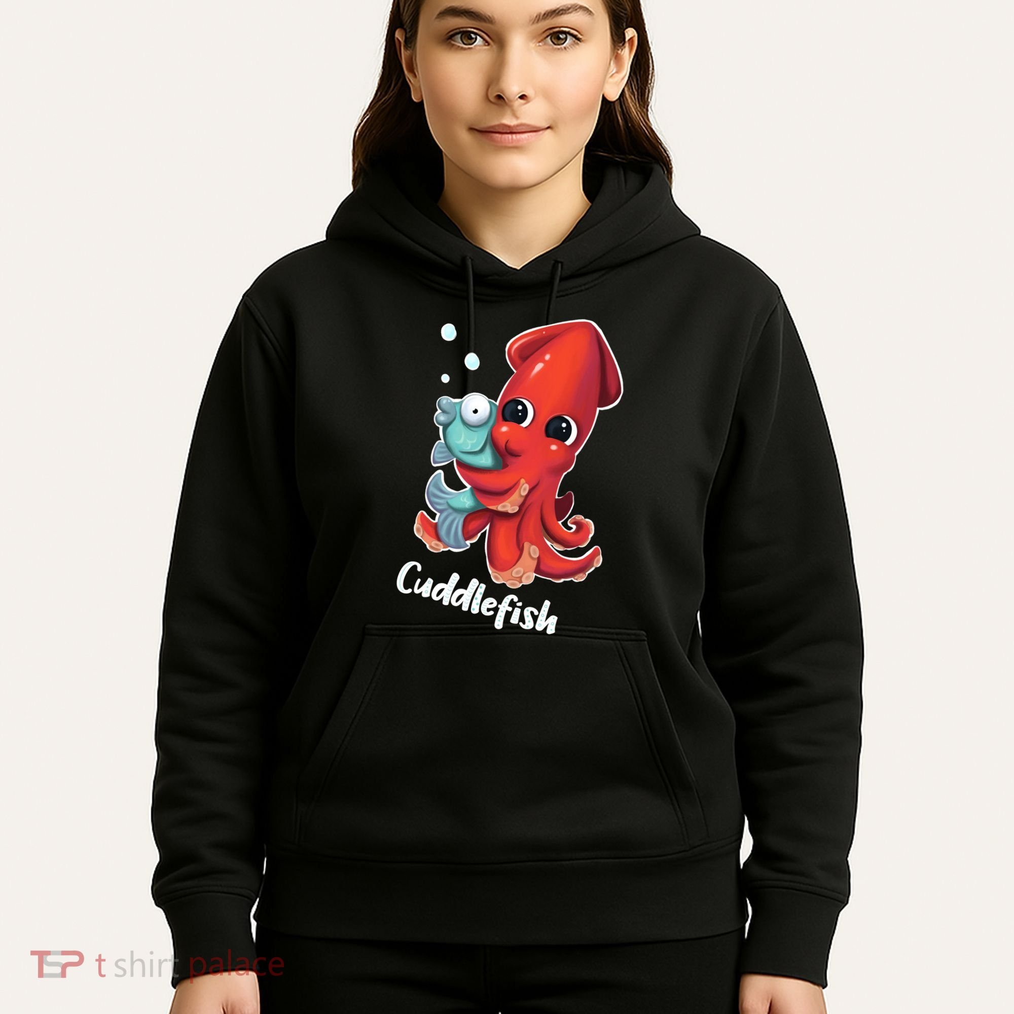 Adorable Cuddlefish Sea Life Illustration Cuttlefish Squid Hoodie