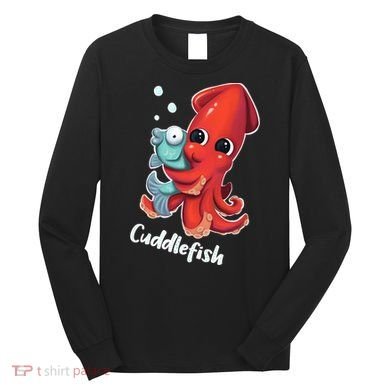 Adorable Cuddlefish Sea Life Illustration Cuttlefish Squid Long Sleeve Shirt