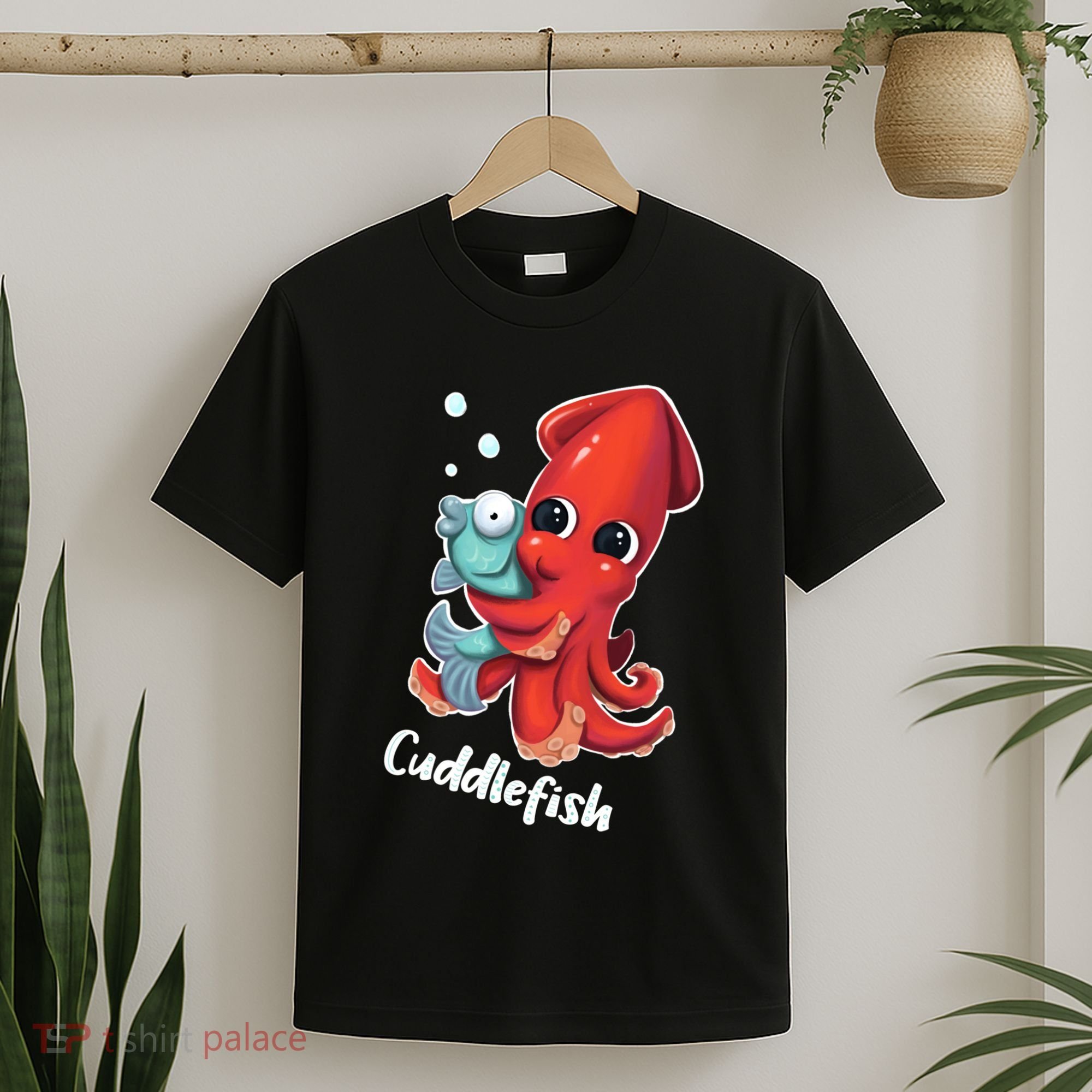 Adorable Cuddlefish Sea Life Illustration Cuttlefish Squid T-Shirt
