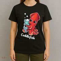 Adorable Cuddlefish Sea Life Illustration Cuttlefish Squid T-Shirt thumb 4