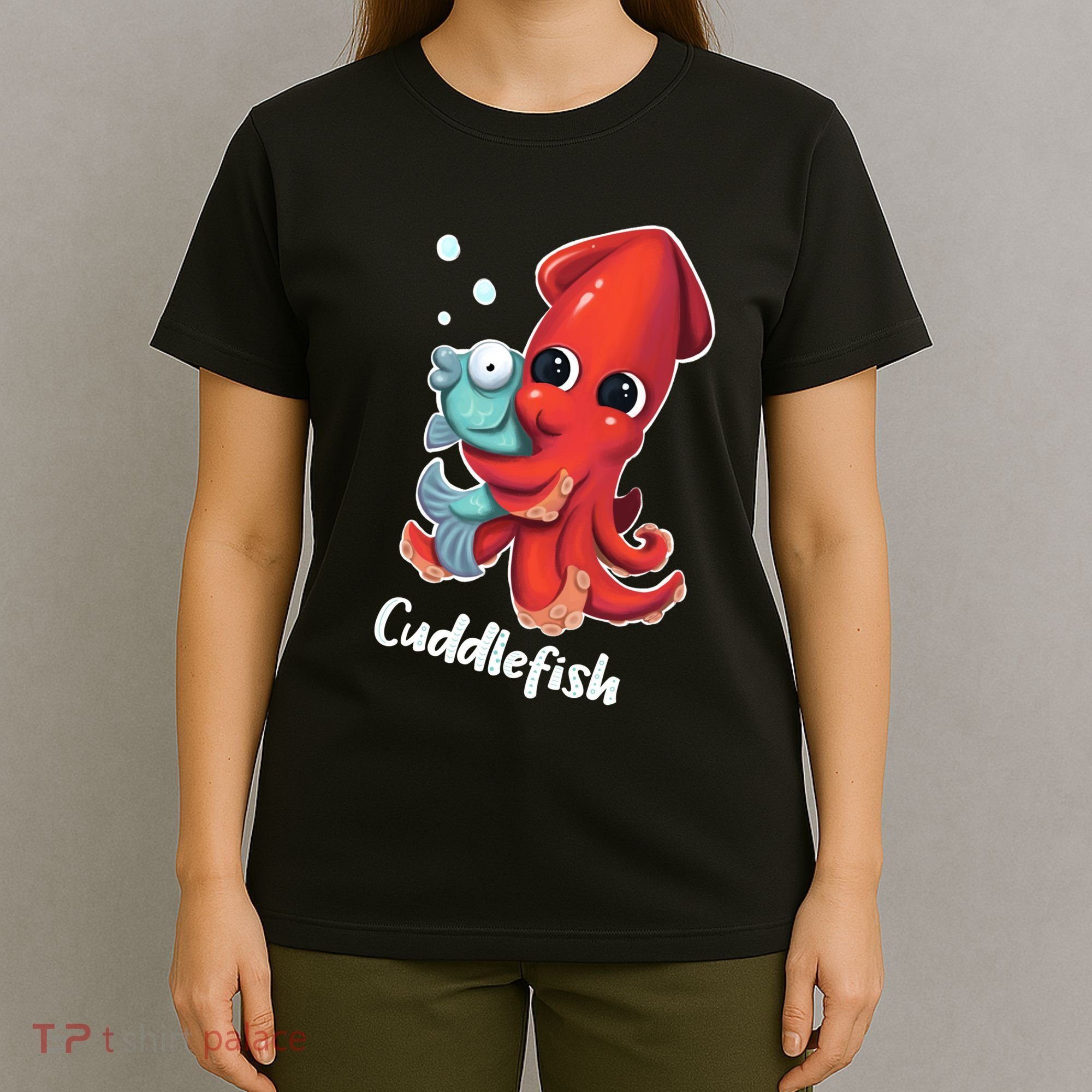Adorable Cuddlefish Sea Life Illustration Cuttlefish Squid T-Shirt