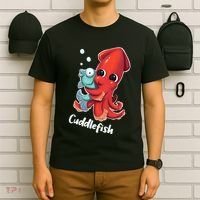 Adorable Cuddlefish Sea Life Illustration Cuttlefish Squid T-Shirt thumb 6