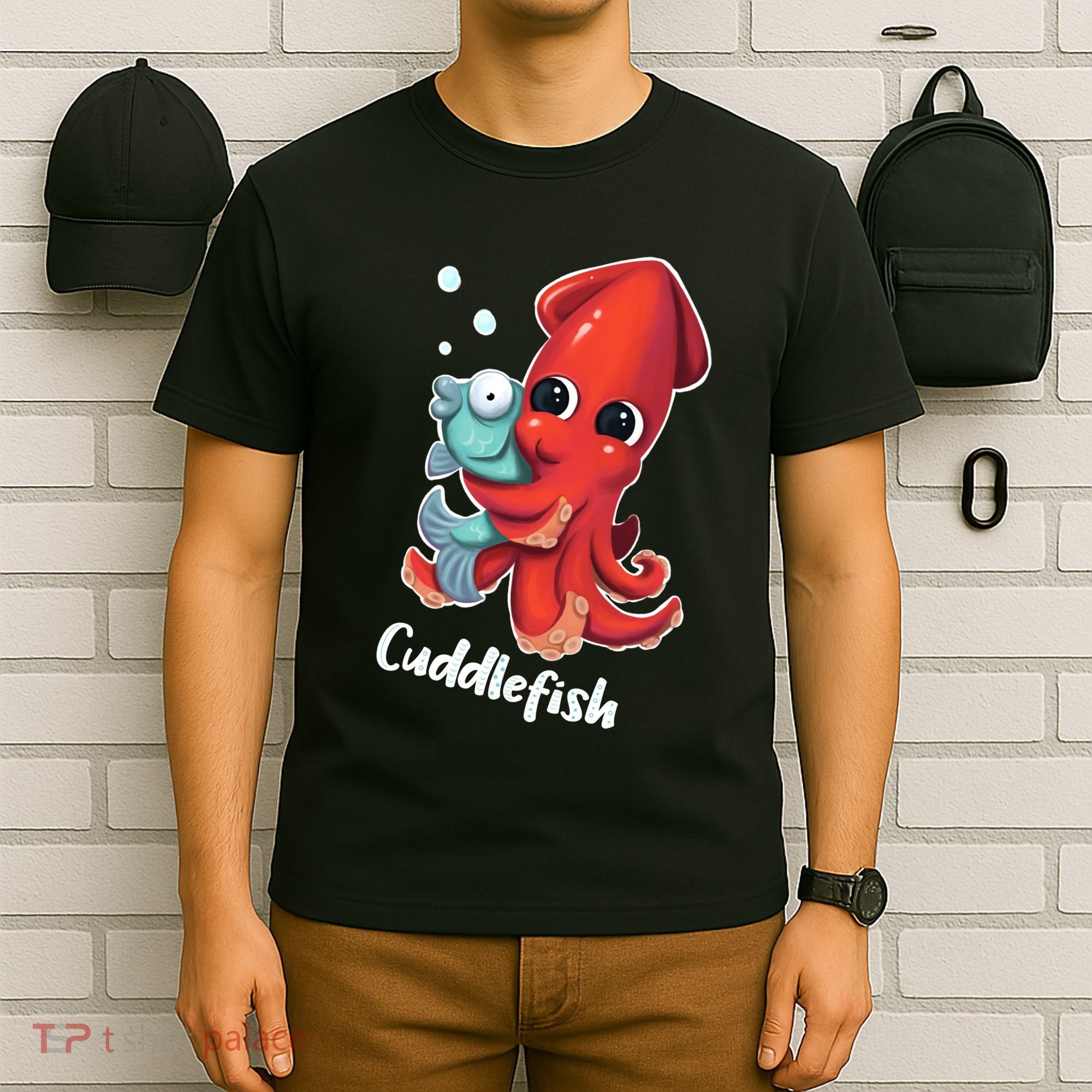 Adorable Cuddlefish Sea Life Illustration Cuttlefish Squid T-Shirt