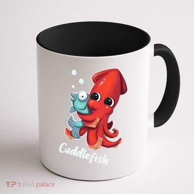 Adorable Cuddlefish Sea Life Illustration Cuttlefish Squid Coffee Mug back