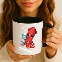 Adorable Cuddlefish Sea Life Illustration Cuttlefish Squid Coffee Mug thumb 3