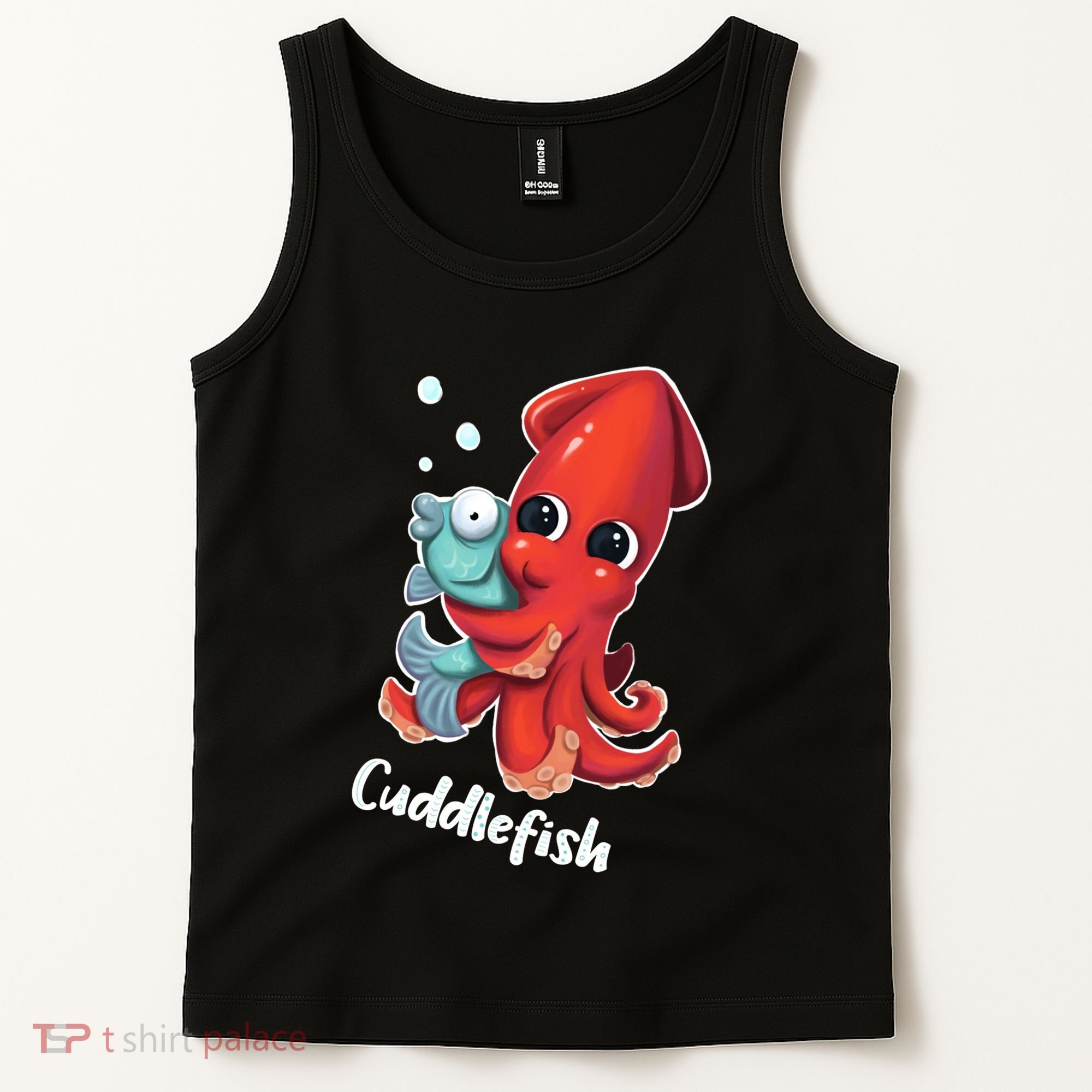 Adorable Cuddlefish Sea Life Illustration Cuttlefish Squid Tank Top