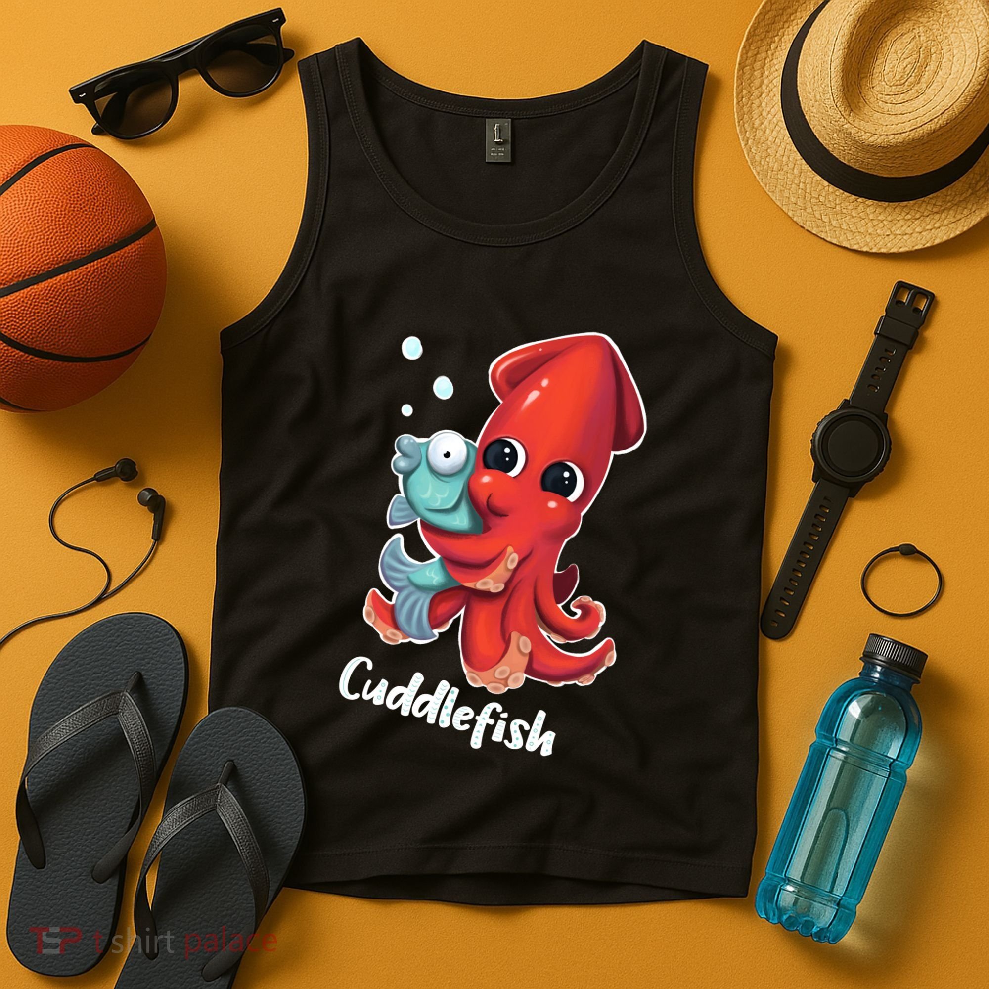 Adorable Cuddlefish Sea Life Illustration Cuttlefish Squid Tank Top